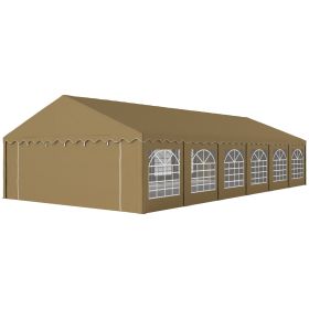 20' x 40' Party Tent, Outdoor Canopy Tent with Removable Sidewalls, 12 Windows for Parties, Wedding, Events, BBQ, Brown (Option: Brown-2080x220x120 mm)