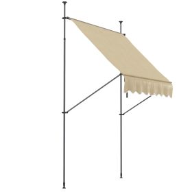 6.5' x 4' Manual Retractable Awning, Non-Screw Patio Awning, UV Resistant for Window or Door, Beige (Option: Beige-1270x155x130 mm)
