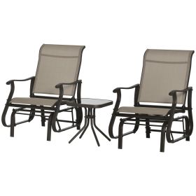 Outdoor Gliding Chairs Set Durable Compact for Patio, Bistro Tea Time, Perfect for Couples & Families, Gray (Option: Gray-710x610x360 mm)
