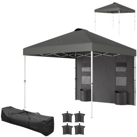 10' x 10' Pop Up Canopy Tent w/ Sidewall, UPF50+ Height Adjustable Instant Sun Shelter w/ Storage Pockets, Dark Gray (Option: Dark Gray-1190x225x225 mm)