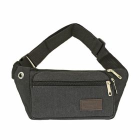 1pc Unisex Multifunctional Canvas Waist Bag Fanny Pack For Outdoor Activities (Color: black)