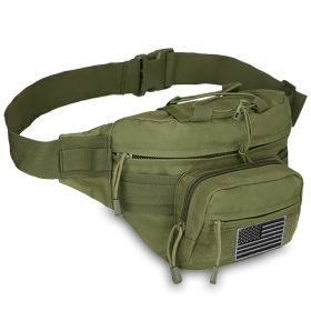 EDC Recon Tactical Fanny Pack with USA Flag Patch (Hunting & Outdoor Ready) (Color: Army Green)