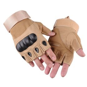 XG-TG2 Fingerless Tactical Gloves with Hard Knuckle Protection (Military Grade) (Color: Khaki, size: X-Large)